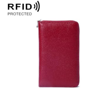 1659 RFID Anti-magnetische anti-diefstal paspoorttas Documententas Portemonnee (rode wijn)