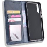 Magnetische gesp retro Crazy Horse textuur horizontale Flip lederen case voor Galaxy A70  met houder & card slots & fotolijst (blauw)