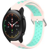 Voor Xiaomi MI Watch S1 Pro 22 mm geperforeerde ademende sport siliconen horlogeband (roze + watereend)