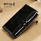 Lederen dame portemonnee multi-card slot retro olie wax lederen portemonnee lange type rfid anti-diefstal borstel clutch