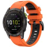 Voor Garmin Enduro 2 26 mm tweekleurige sport siliconen horlogeband (oranje + zwart)