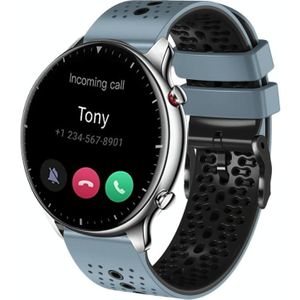Voor Amazfit GTR 2 22 mm geperforeerde tweekleurige siliconen horlogeband (blauw + zwart)