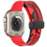 Magnetische sluiting camouflage siliconen horlogeband voor Apple Watch Ultra 49 mm (camouflage rood)