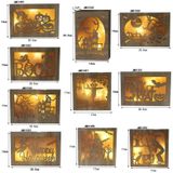 Houten Halloween Heks Pompoen Haunted House LED-verlichting Driedimensionale ornamenten (JM01505)