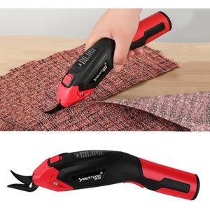 YOURTOOLS Y4005 12W Oplaadversie Wolfraam Staal Elektrische Schaar Kleding Lederen Tapijt Trimmen Schaar  Batterij capaciteit: 1500mAh (Rood)