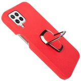 Voor Samsung Galaxy A22 4G Ring Houder Litchi Textuur Lederen Telefoon Case (Rood)