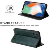 Voor iPhone X / XS Retro Tree Bark Texture PU Magnetic Horizontal Flip Leather Case met Holder & Card Slots & Wallet(Green)