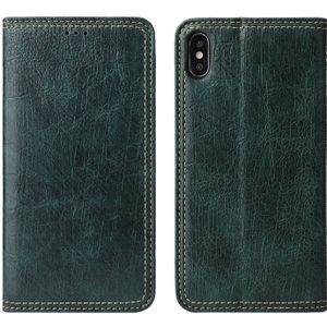 Voor iPhone X / XS Retro Tree Bark Texture PU Magnetic Horizontal Flip Leather Case met Holder & Card Slots & Wallet(Green)