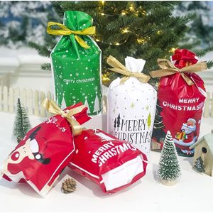 100 PCS Christmas Gift Bag Candy biscuit koord bundel kerst cookie tas