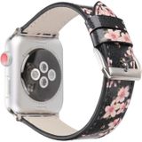 Plum Series Lederen Vervangende Horlogebanden Voor Apple Watch Series 6 & SE & 5 & 4 40mm / 3 & 2 & 1 38mm(Zwart)
