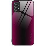 Voor Samsung Galaxy A52 4G / 5G Textuur Gradint Glas TPU Telefoon Case (Rose Red)