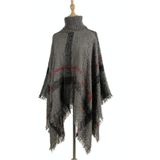 Vrouwen Mid-Length Coltrui Trui Fringed Cloak Shawl  Grootte: Gratis maat (Grijs)