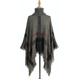 Vrouwen Mid-Length Coltrui Trui Fringed Cloak Shawl  Grootte: Gratis maat (Grijs)