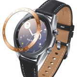Voor Samsung Galaxy Watch 3 41mm Smart Watch Steel Bezel Ring  een versie (Rose Gold Ring White Letter)
