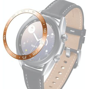 Voor Samsung Galaxy Watch 3 41mm Smart Watch Steel Bezel Ring  een versie (Rose Gold Ring White Letter)