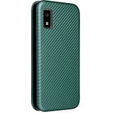 For Sharp Aquos Wish SHG06 Carbon Fiber Texture Magnetic Horizontal Flip PU Phone Case(Green)