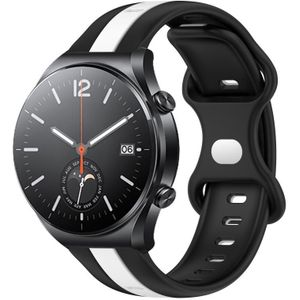 Voor Xiaomi MI Watch S1 22 mm vlindergesp tweekleurige siliconen horlogeband (zwart + wit)