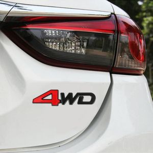 Auto 4WD gepersonaliseerde aluminiumlegering decoratieve stickers  maat: 13x3.5x0.3cm (zwart rood)