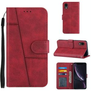 Stiksels kalf textuur gesp horizontale flip lederen geval met houder  kaart slots & portemonnee & lanyard voor iPhone XR (rood)