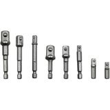 8 STKS/set socket bit extensie Bar hex schacht adapter boor moer driver Power Drill bit  1/4 (65/50/30/25mm)  3/8 (65/50mm)  1/2 (73/50mm)