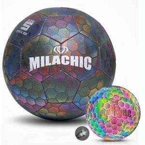 MILACHIC PU lederen machine stitch lichtgevende fluorescerende reflecterende voetbal  specificatie: nummer 5 (kleurrijke 5034)