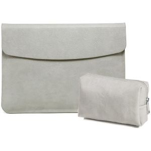 Horizontal Litchi Texture Laptop Bag Liner Bag For MacBook 12 Inch A1534(Liner Bag+Power Bag Gray)