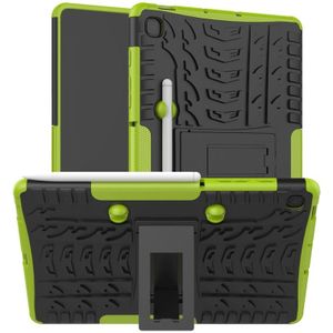 Voor Samsung Galaxy S6 Lite Tire Texture TPU+PC Shockproof Case  met Holder & Pen Tray(Groen)