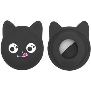 Naughty Smiley Cute Cartoon Pet Collar Anti-Lost Tracker Siliconen Case voor Airtag (Zwart)