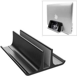 Universele draagbare aluminiumlegering enkele sleuf breedte verstelbare laptop verticale stralen opslag stand base (zwart)