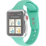 Voor Apple Watch Series 6 & SE & 5 & 4 40mm / 3 & 2 & 1 38mm Thin Siliconen Double Buckle Replacement Wrist Strap (Spearmint Green)