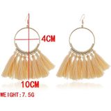 Klosje oorbellen voor vrouwen etnische grote drop oorbellen Bohemen mode-sieraden trendy katoen touw Fringe lange Dangle Oorbellen (lichtroze)