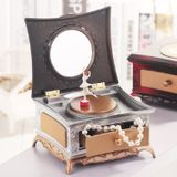 Klassieke dressing tafel roterende Girl Music Box met spiegel lade muziekdoos (roze)