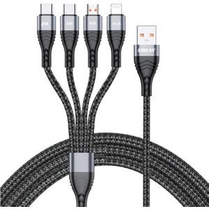 ENKAY 4-in-1 6A USB-A naar Type-C / 8-pins / Micro USB multifunctionele snellaadkabel  kabellengte: 1m