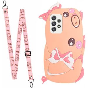 Voor Samsung Galaxy A33 5G Crossbody Cartoon Silicone Phone Case (Varken)