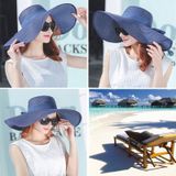 Vrouwen zomer hoeden opvouwbare brede rand strand Sun Straw Cap elegante hoeden Caps  kleur: Navy Blue(M)