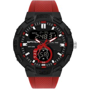 Sanda 3087 Luminous waterdichte dual display Electronic Watch (zwart+rood)