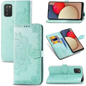 Voor Samsung Galaxy A03S Mandala Bloem In relif gemaakte Horizontale Flip Leren Case met Houder & Three Card Slots & Wallet & Lanyard