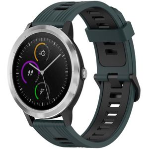 Voor Garmin vivoactive3 20 mm verticaal patroon tweekleurige siliconen horlogeband (olijfgroen + zwart)