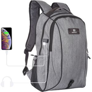 HAWEEL Outdoor draagbare canvas Dual schouders laptop rugzak (grijs)