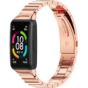 Voor Huawei Band 6 / Honor Band 6 Mijobs Bamboe roestvrijstalen metalen horlogeband (rosgoud)