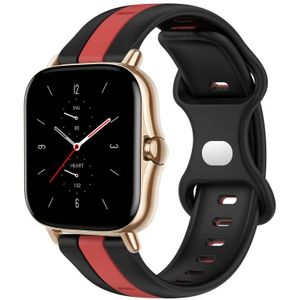 Voor Amazfit GTS 2 20 mm vlindergesp tweekleurige siliconen horlogeband (zwart + rood)