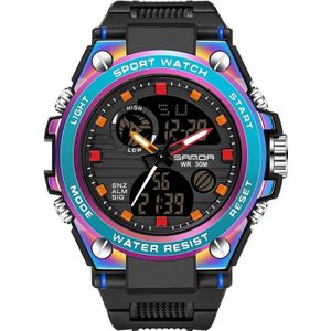 Sanda Dual Digital Display Lichtgevende Stopwatch Chronograph Wekker Heren Quartz Sports horloge (739 Symphony Blue)