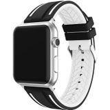 Voor Apple Watch Series 4 & 3 & 2 & 1 38mm Tweekleurige Floral Pattern Siliconen polsband horlogeband zonder body(Zwart + Wit)