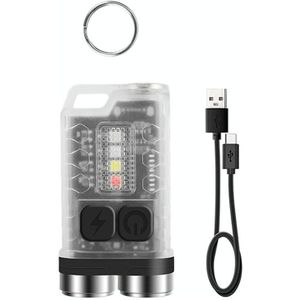V3 Sleutelhanger Licht USB Oplaadbaar Sterk Licht Mini Zaklamp (Fluorescerend Wit)