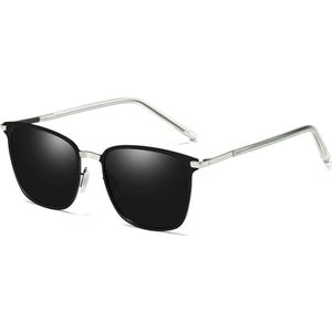 Mannen Fashion UV400 vierkant Frame gepolariseerde zonnebril (zilver + zwart)