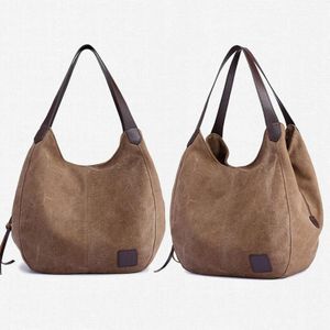 Canvas Tas Simple Wild Lady Retro Art Casual Bag Single Shoulder Bag (Koffie)