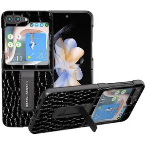 Voor Samsung Galaxy Z Flip5 ABEEL lederen krokodilpatroon telefoonhoes met houder