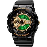 SKMEI 1688 LED Dual Time Digital Display + Pointer Luminous Sports Electronic Watch (Black Gold)