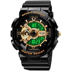 SKMEI 1688 LED Dual Time Digital Display + Pointer Luminous Sports Electronic Watch (Black Gold)