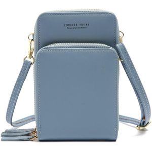 Dames mobiele telefoon tas PU verticale grote capaciteit mobiele telefoon single-shoulder messenger bag (blauw)